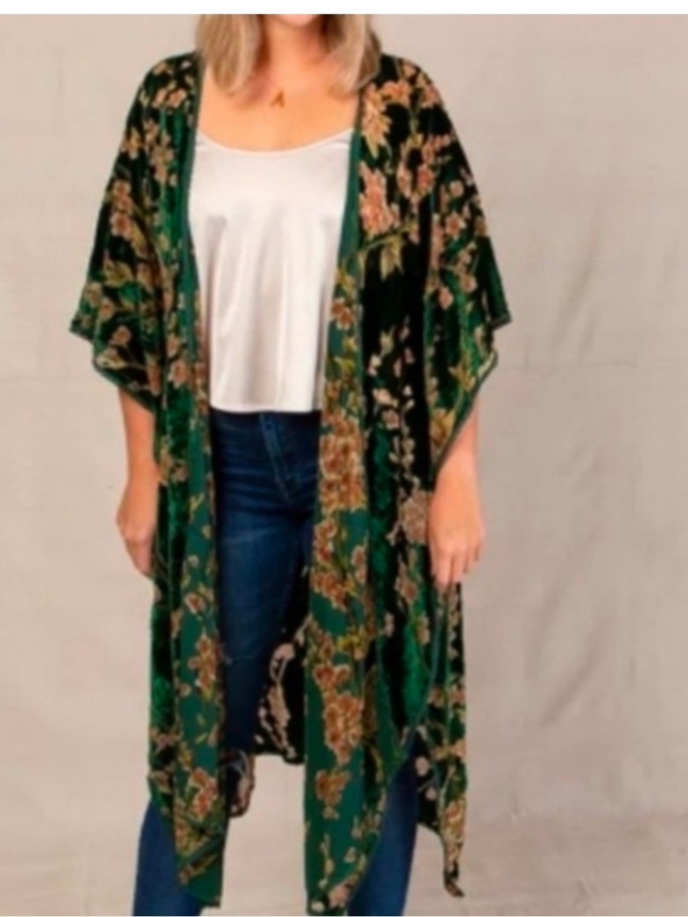 NATURAL LIFE Green Floral Kimono   One size